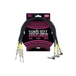 Ernie Ball Cables Patch 6076 Negro 0.46 Mts. Angulado/Angulado 3 Piezas