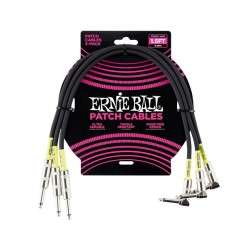 Ernie Ball Cables Patch 6076 Negro 0.46 Mts. Angulado/Angulado 3 Piezas