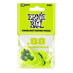 Ernie Ball Púas Everlast 9191 Verde 0.88 con 12 Piezas
