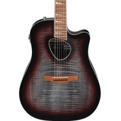 Ibanez Guitarra Electroacústica Gris Transparente/Sombreado Negro-Rojo ALT30FM-RDB, Serie Altstar