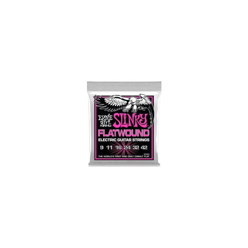 Ernie Ball Encordadura "Super Slinky Flatwound" 2593 Cobalto Guitarra Eléctrica, 0.009-0.042