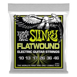 Ernie Ball Encordadura "Regular Slinky Flatwound" 2591 Cobalto Guitarra Eléctrica, 0.010-0.046