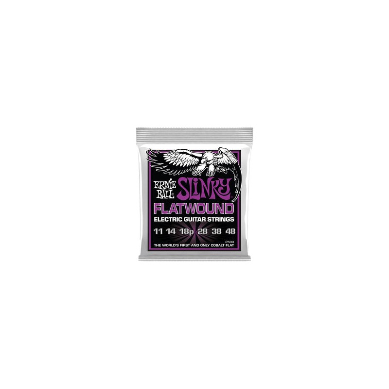 Ernie Ball Encordadura "Power Slinky Flatwound" 2590 Cobalto Guitarra Eléctrica, 0.011-0.048