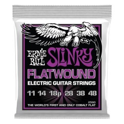 Ernie Ball Encordadura "Power Slinky Flatwound" 2590 Cobalto Guitarra Eléctrica, 0.011-0.048