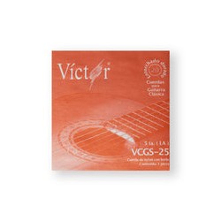 Víctor Cuerda 25(10) para Guitarra Clásica, 5A, Nylon Entorchado Dorado con Borla