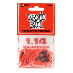 Ernie Ball Púas Everlast 9194 Rojo 1.14 con 12 Piezas