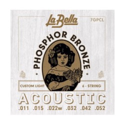 La Bella Encordadura Para Guitarra Acústica Bronce Fosforado 0.011-0.052 7GPCL Custom Light