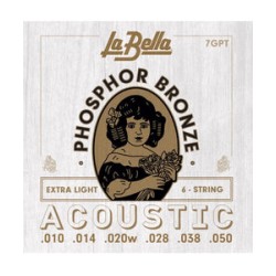 La Bella Encordadura Para Guitarra Acústica Bronce Fosforado 0.010-0.050 7GPT Extra Light