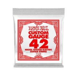 Ernie Ball Cuerda "Custom Gauge" 1142(6) para Guitarra Eléctrica, Calibre 0.042, Nickel