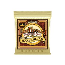 Ernie Ball Encordadura "Earthwood 80/20 Rock & Blues - 3 Pack" 3008, Guitarra Acústica Bronce 0.010-0.052