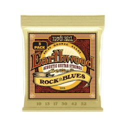 Ernie Ball Encordadura "Earthwood 80/20 Rock & Blues - 3 Pack" 3008, Guitarra Acústica Bronce 0.010-0.052