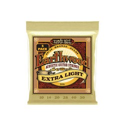 Ernie Ball Encordadura "Earthwood 80/20 Extra Light - 3 Pack" 3006, Guitarra Acústica Bronce 0.010-0.050