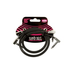 Ernie Ball Cables Estéreo Flat Ribbon 6406 Negro 0.6096 Mts. Angulado/Angulado, 2 Piezas