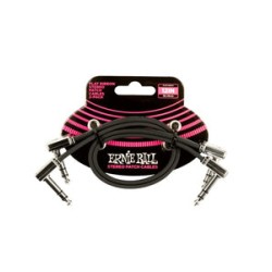 Ernie Ball Cables Estéreo Flat Ribbon 6405 Negro 0.3048 Mts. Angulado/Angulado, 2 Piezas