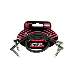 Ernie Ball Cables Estéreo Flat Ribbon 6405 Negro 0.3048 Mts. Angulado/Angulado, 2 Piezas