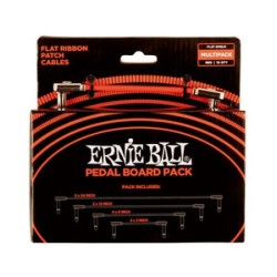 Ernie Ball Cables Flat Ribbon 6404 Rojo Angulado/Angulado, 10 Piezas, Pedal Board Multi-Pack