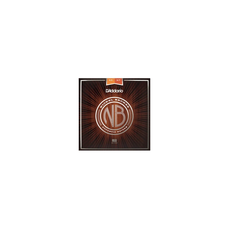 D'Addario Encordadura Extra Light NB1047, Guitarra Acústica Nickel Bronce, 10-47